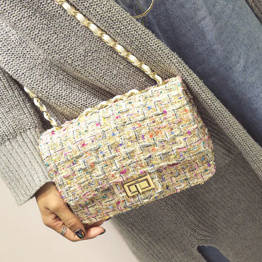 Fashionable Women's Small Square Shoulder Bag with Chain